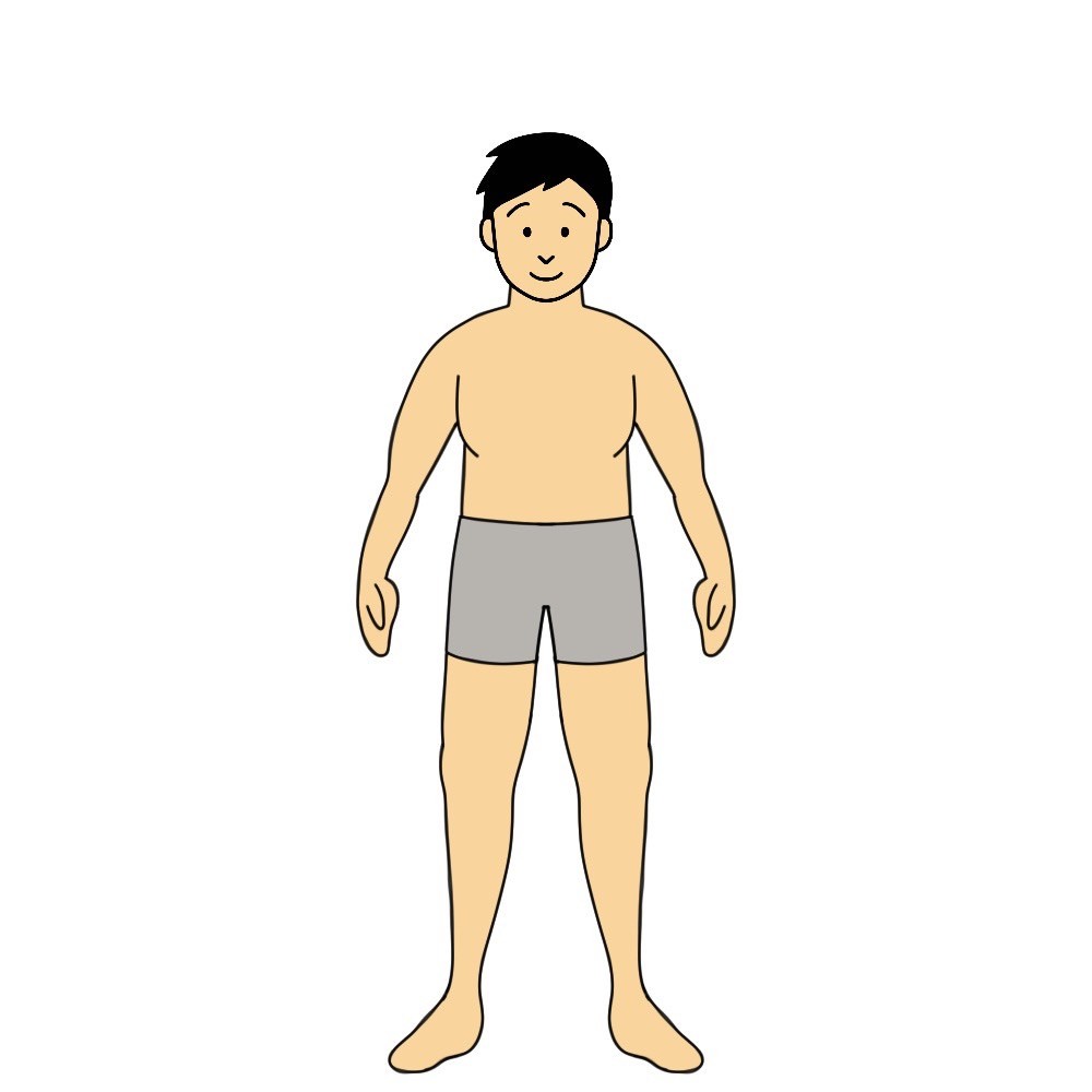 168センチ90キロの男性で体脂肪率15%以上20%未満の見た目は「がっちり体型」