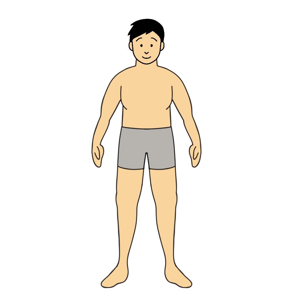 182センチ96キロの男性で体脂肪率15%以上20%未満の見た目は「がっちり体型」