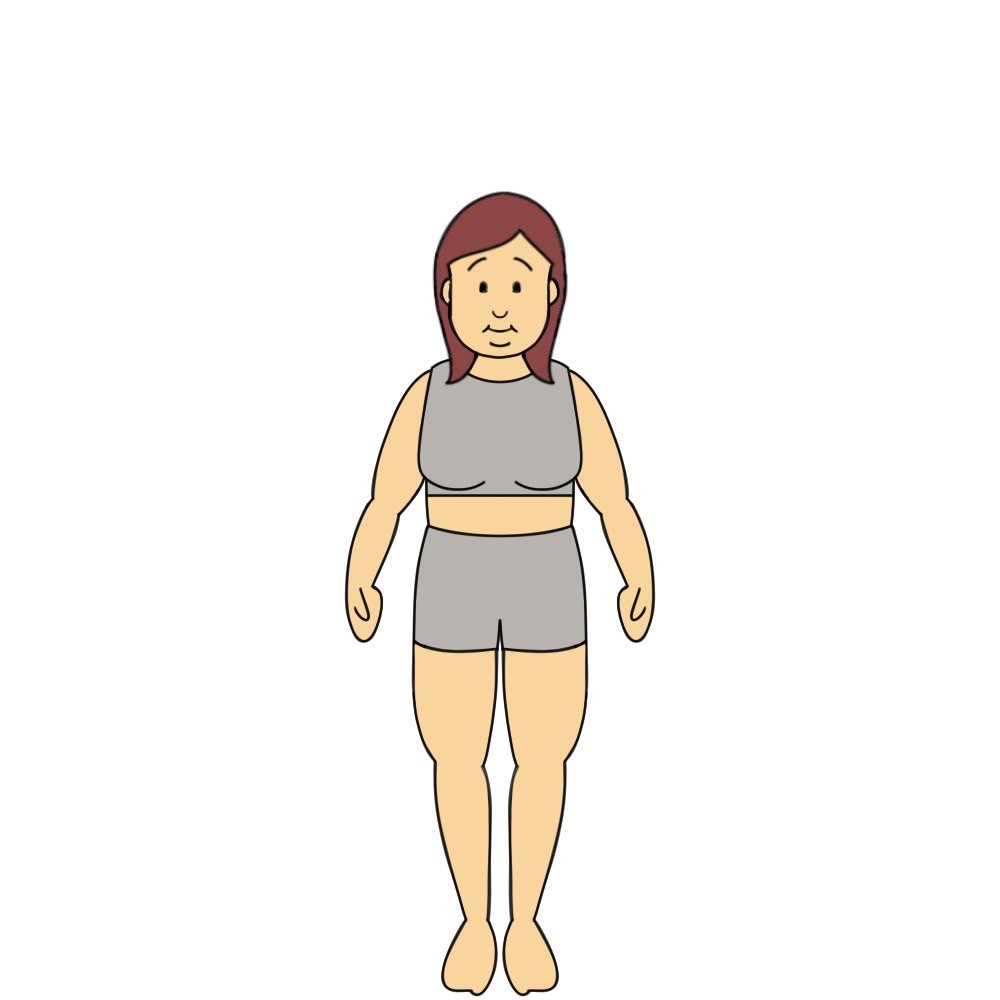 141cmのBMI30以上35未満の女性見た目