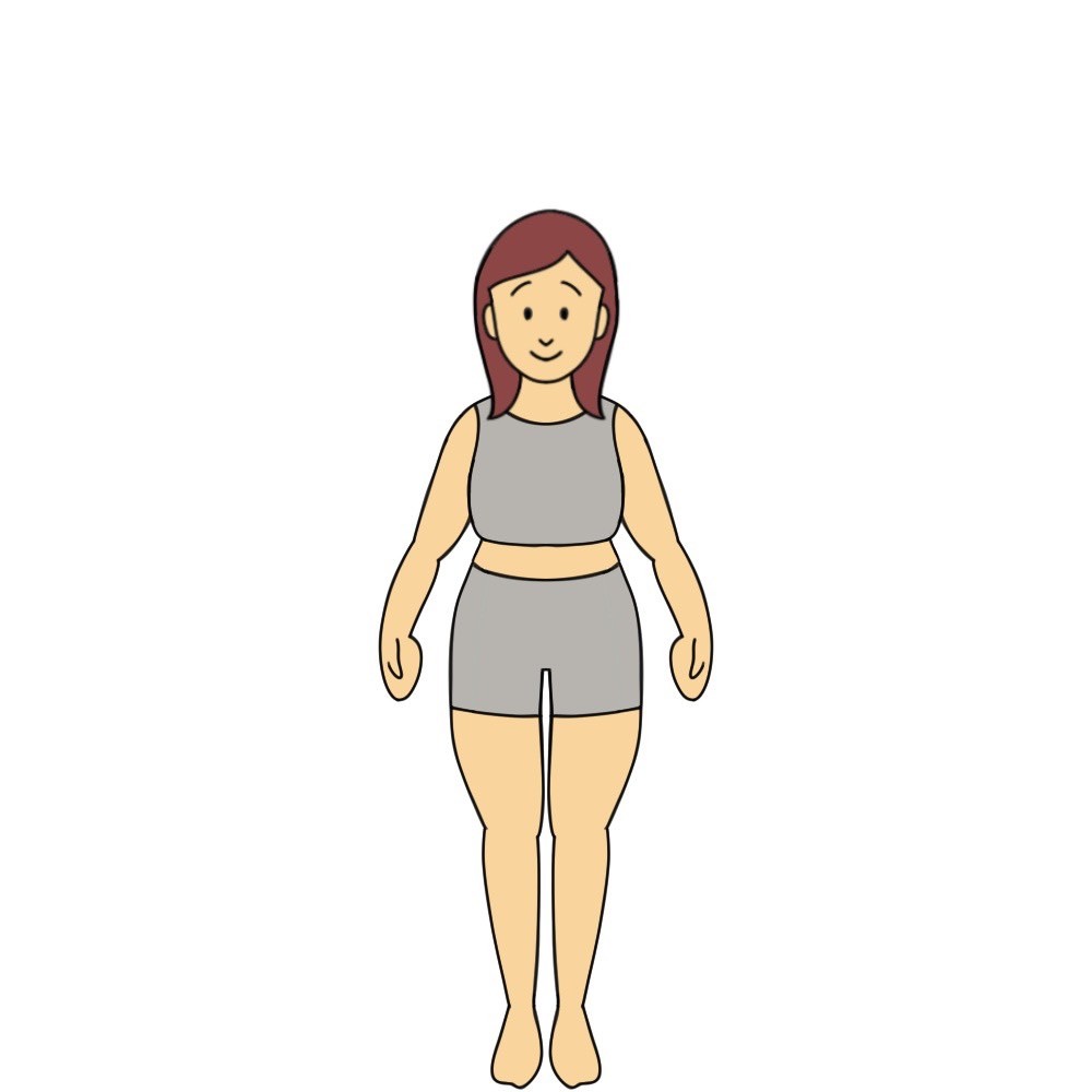 141cmのBMI25以上30未満の女性見た目